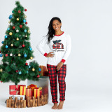 Christmas Family Matching Sleepwear Family Pajamas Sets Red Plaids House White Top and Red Plaids Pants