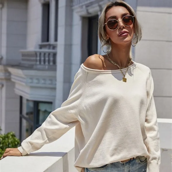 Women Causal Crew Round Neck Oversized Length Sweater