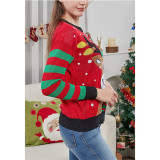 Women Ugly Christmas Sweaters Smile Deer Snowman Pullover Loose Knitted Jumper Sweaters
