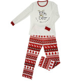 Christmas Family Matching Sleepwear Pajamas OH Deer Slogan Christmas Pajamas With Dog Cloth