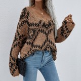 Women Long Sleeved Loose Knitted Pullover Sweater