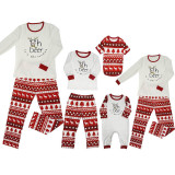 Christmas Family Matching Sleepwear Pajamas OH Deer Slogan Christmas Pajamas With Dog Cloth