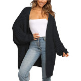 Women Loose Knitted Length Cardigans With Pockets
