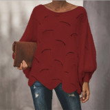 Women Hollow Out Batwing Loose Knitted Sweaters