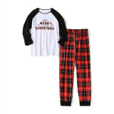 Christmas Family Matching Pajamas Merry Christmas Letter Top and Red Plaid Pants