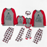 Christmas Family Matching Pajamas Christmas Slogan Beauty Clark Print Top and Red Plaids Pant