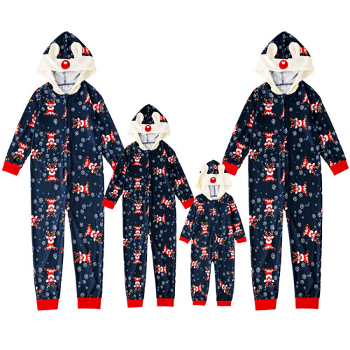 Christmas Family Matching Sleepwear Pajamas Cute Deer Snowflakes Jumpsuits