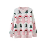 Women Christmas Tree Snowman Pullover Loose Knitted Sweaters