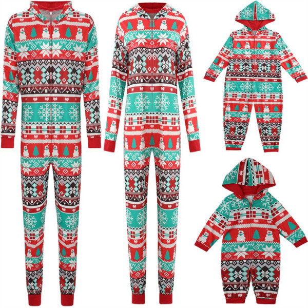 Christmas Family Matching Sleepwear Prints Snowflake Christmas Tree Onesies Jumpsuit Pajamas