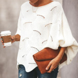 Women Hollow Out Batwing Loose Knitted Sweaters