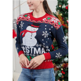 Women Ugly Christmas Sweaters Smile Deer Snowman Pullover Loose Knitted Jumper Sweaters