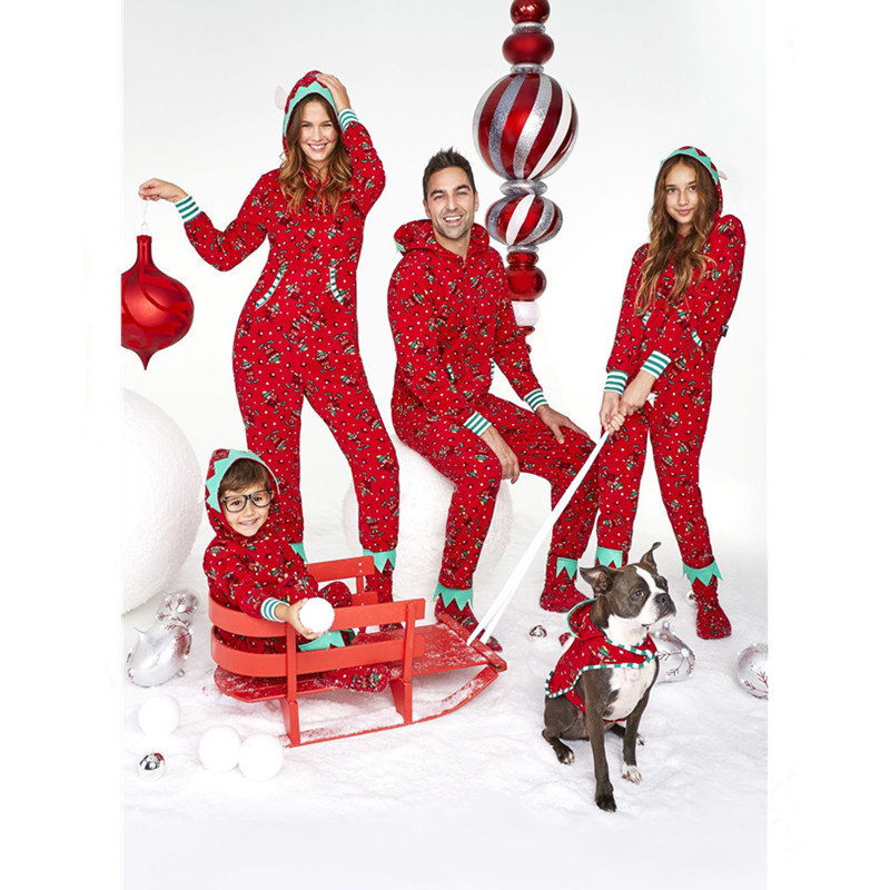 Christmas Family Matching Pajamas Red ELF Clowns Christmas Pajamas Onesies Sets