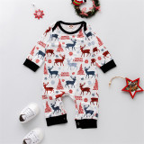 Christmas Family Matching Pajamas Merry Christmas Santa Claus Top and Deers Trees Pants