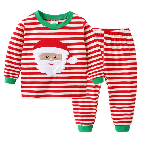Toddler Kids Boys and Girls Christmas Pajamas Sets Red Striped Santa Claus Top And Pants