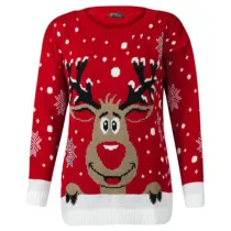 Women Ugly Christmas Sweater Snowflake Elk Pullover Sweater