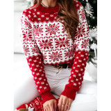 Women Ugly Christmas Snowflakes Hearts Knitted Pullover Sweater Tops