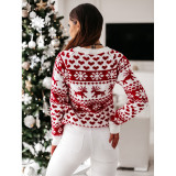 Women Christmas Elk Knitted Pullover Sweater Tops