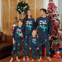 KidsHoo Exclusive Design Navy Merry Xmas Dinosaurs Christmas Family Matching Pajamas Sets