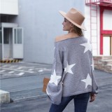 Women Five-Pointed Star Sweater Geometric Pullover Loose Sweater