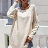 Women Causal Crew Round Neck Oversized Length Sweater