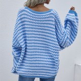 Women Casual V Neck Loose Off Shoulder Sweater