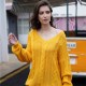 Women OL Sweater Twisted Rope Pure Color Loose Round Neck Sweater