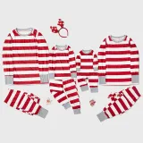 Christmas Family Matching Pajamas Sleepwear Sets Christmas Red Stripes Top and Pants