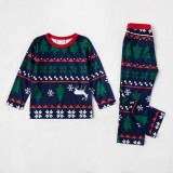 Christmas Family Matching Pajamas Christmas Letter Tree Top and Navy Pants