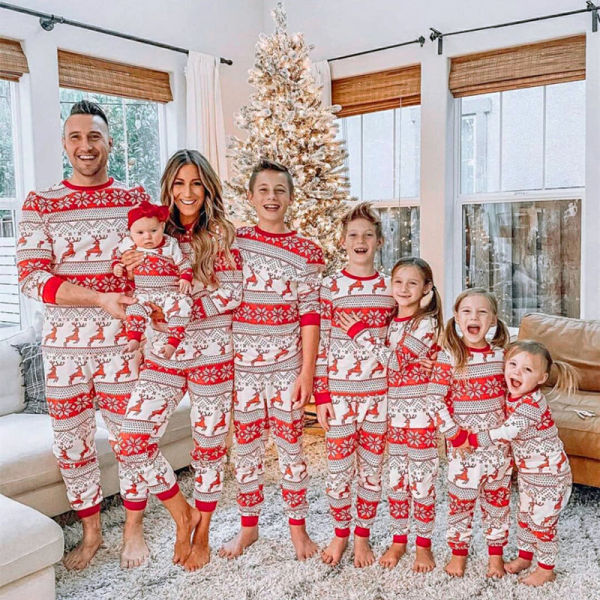 Christmas Family Matching Pajamas Christmas Red Christmas Deers And Snowflakes Pajamas Sets