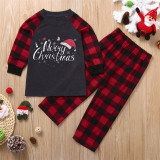 Christmas Family Matching Pajamas Set Merry Christmas Black Top and Red Plaids Pants