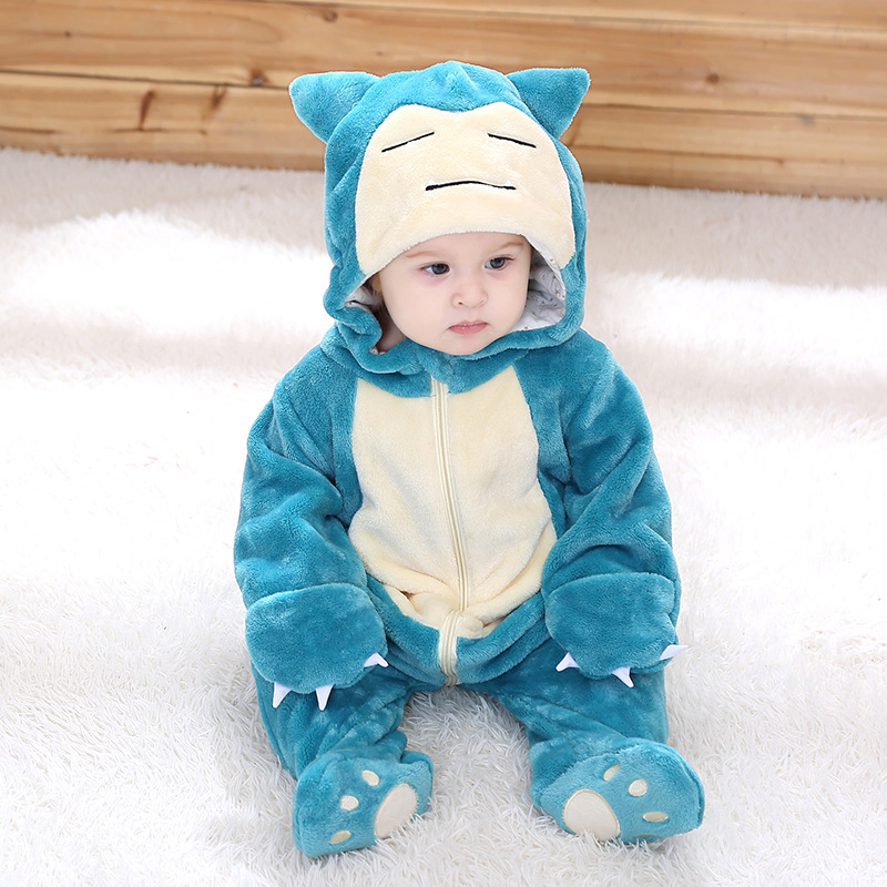 Baby Blue Pokemon Snorlax Onesie Kigurumi Fannel Pajamas Halloween Costumes for Unisex Baby