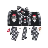 Plus Size Christmas Family Matching Sleepwear Pajamas Merry Christmas Neon Lamp Santa Tops And Plaids Pants