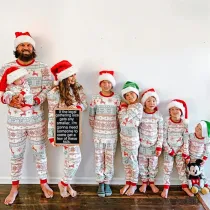 Christmas Family Matching Pajamas Christmas Seamless Deers Snowflakes Family Pajamas Sets