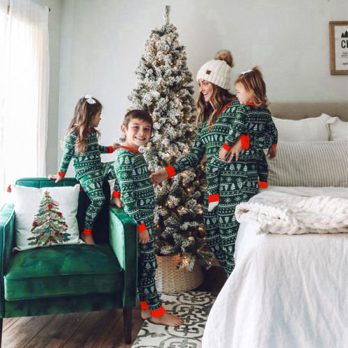 Christmas Family Matching Pajamas Christmas Green Christmas Trees Family Pajamas Sets