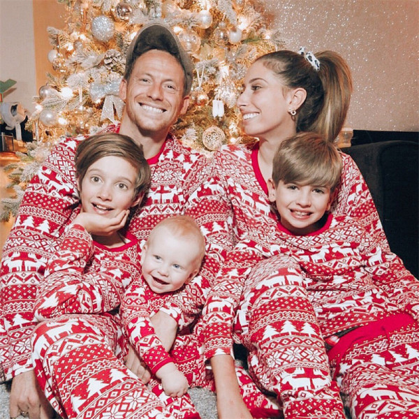 Christmas Family Matching Pajamas Red and White Christmas Trees Snowflakes Deers Top and Pants