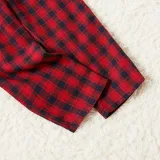 Christmas Family Matching Sleepwear Pajamas Sets Hohoho Slogan Tops And Plaids Pants