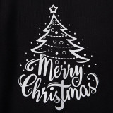 Christmas Family Matching Sleepwear Pajamas Sets Merry Christmas Slogan Trees T-shirt And Red Plaids Long Pants