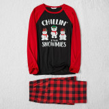 Christmas Family Matching Sleepwear Pajamas Sets Chillin With Snowmies Slogan Snowman Tops And Plaids Pants
