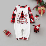 Christmas Family Matching Sleepwear Pajamas Sets Merry Christmas Slogan Trees Snowflakes Tops And Deer Plaids Pants