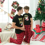 Christmas Family Matching Sleepwear Pajamas Sets Merry Xmas Slogan Santa T-shirt And Red Plaids Long Pants