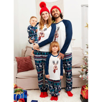 Christmas Family Matching Sleepwear Pajamas Sets Cute Deer Tops And Navy Multielement Pants