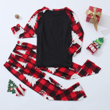 Christmas Family Matching Sleepwear Pajamas Sets Cute Deer Snowflake Tops And Red Plaids Tree Pants