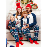 Christmas Family Matching Sleepwear Pajamas Sets Cute Deer Tops And Navy Multielement Pants