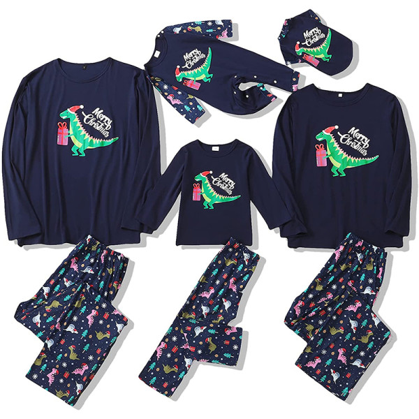 Christmas Family Matching Sleepwear Pajamas Sets Merry Christmas Slogan Dinosaur Tops And Pants