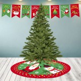 Christmas Tree Skirt White Snowflake Santa Claus Plaids Trim for Christmas Decorations