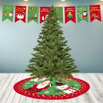 Christmas Tree Skirt White Snowflake Santa Claus Plaids Trim for Christmas Decorations