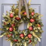 Christmas & Thanksgiving Pomegranate Hang Door Wreath for Front Door Christmas Holiday Indoor Home Decor