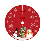 Christmas Red Plaids Tree Skirt Snowflake Santa Claus Trim for Christmas Decorations