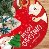 Christmas Red Plaids Tree Skirt Snowflake Santa Claus Trim for Christmas Decorations