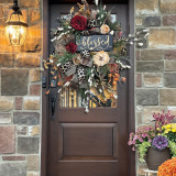 Christmas & Thanksgiving Simulation Flower Garland Wreath for Front Door Christmas Holiday Indoor Home Decor